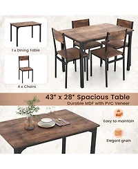 5 Piece Dining Table Set Industrial Style Kitchen Table & Chairs for 4