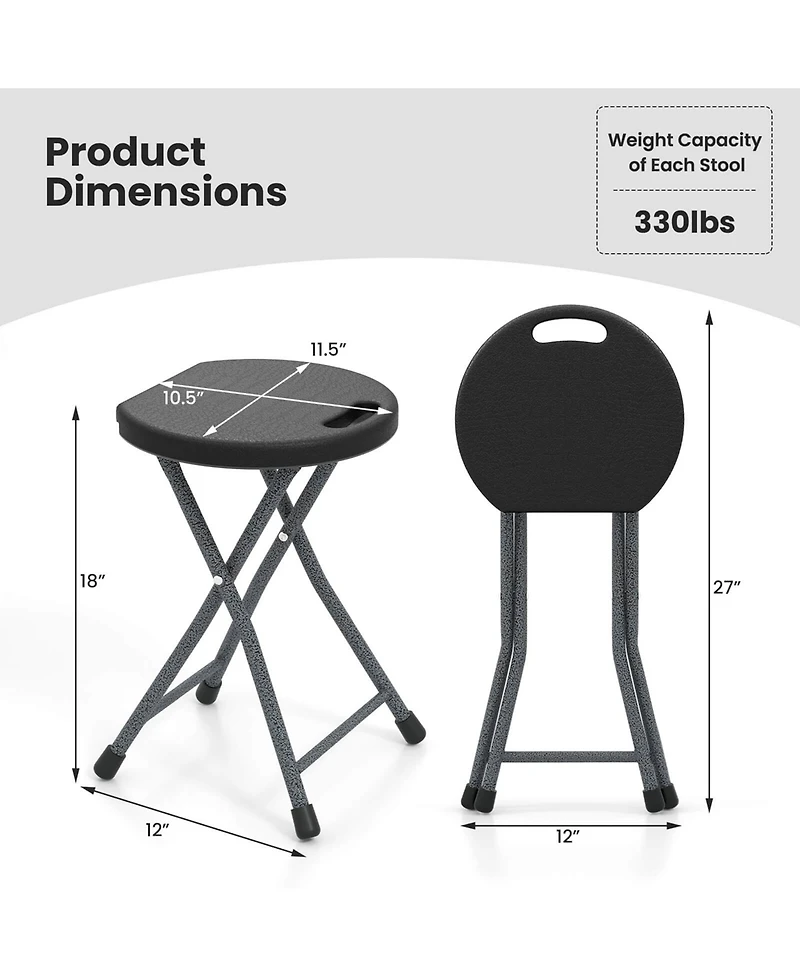 1 Pcs 18"H Folding Stool Portable & Foldable Camping Chair with Built-in Handle