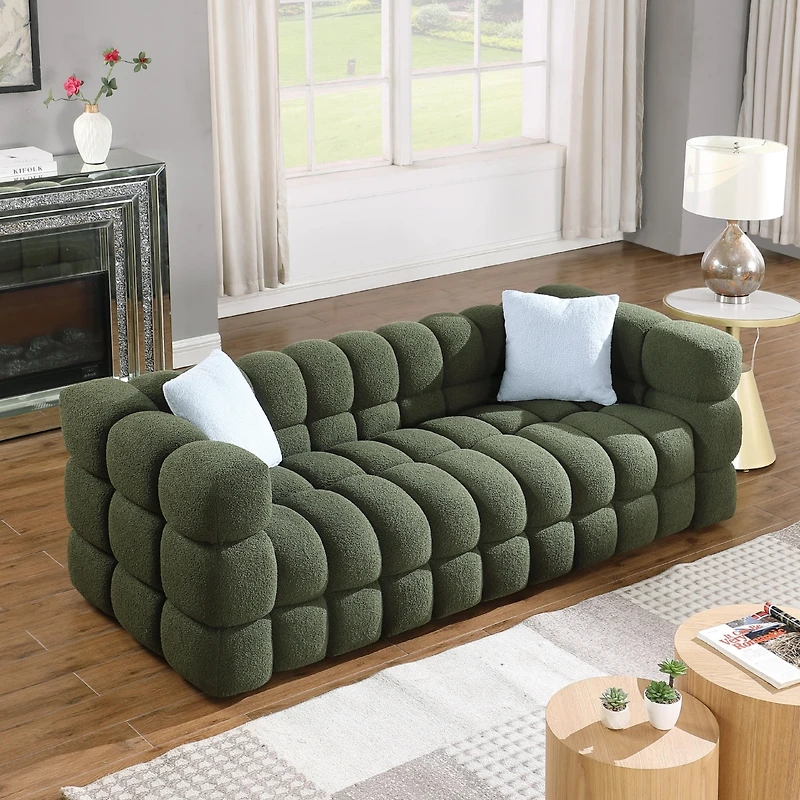 Usa Human Body 3 Seater Olive Green Boucle Sofa