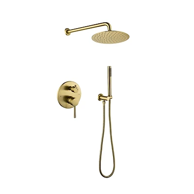 Brushed Gold Wall Mounted Shower System