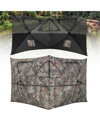 Turkey Hunting Ground Blind 2-Panel Pop Up Fence with 3 Shoot Through Ports