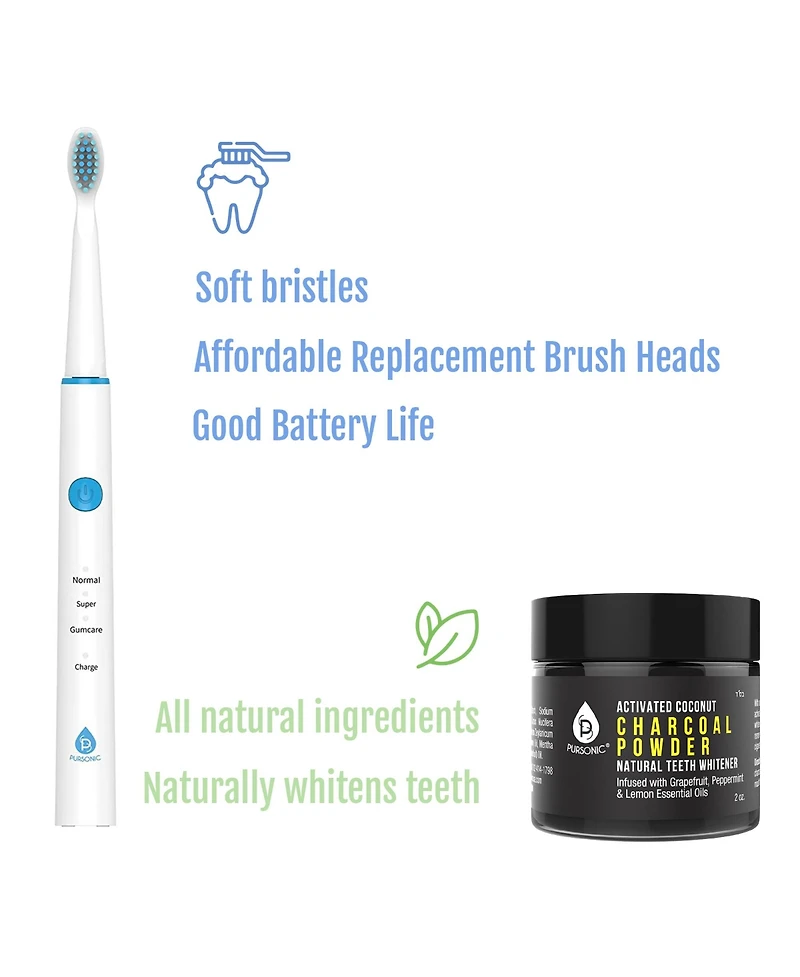 Usb Rechargeable Rotary Toothbrush + Freebie Activated Coconut Charcoal Powder Natural Teeth Whitener (2 oz)