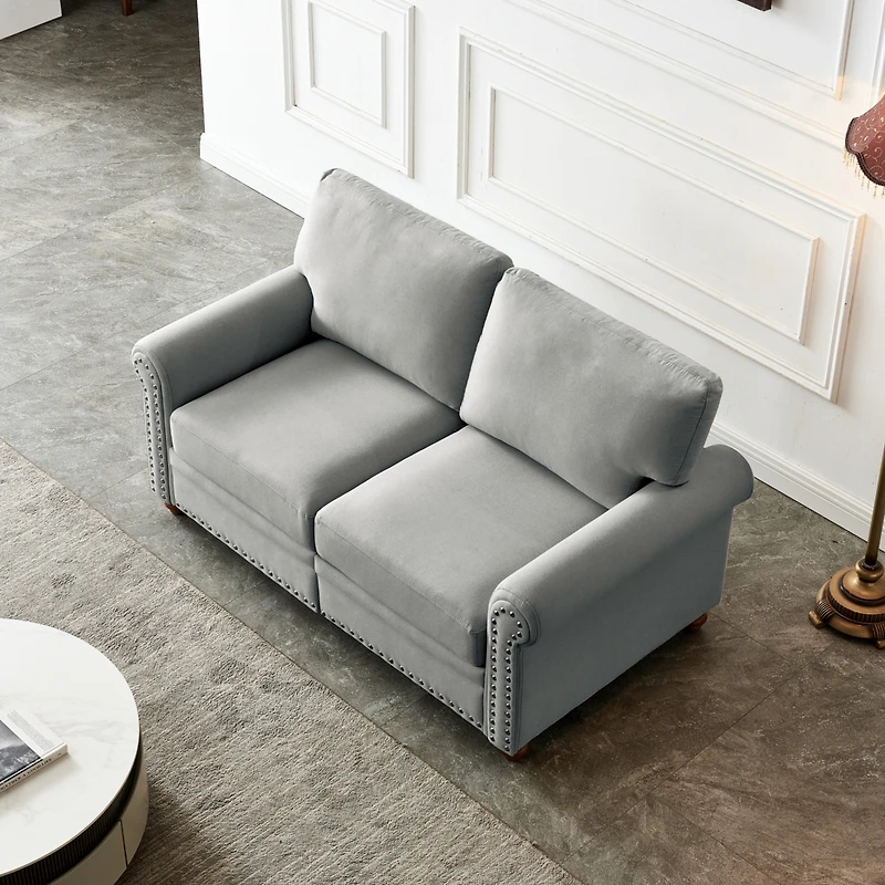 Streamdale Furniture Linen Fabric Upholstery With Storage Loveseat (Grey)