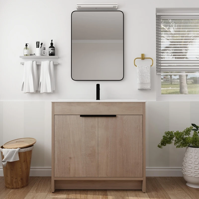 Streamdale 36 Inch Bathroom Vanity Plywood With 2 Drawers
