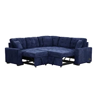 Simplie Fun 82.6" L-Shape Sofa Bed with Usb Ports and Wheels, Navy Blue
