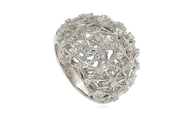 Suzy Levian Sterling Silver Cubic Zirconia Double Layer Open Web Ring