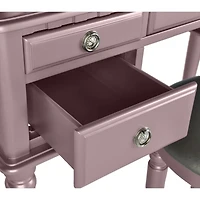 Streamdale Contemporary Vanity Set with Foldable Mirror, Drawers, and Rose Finish