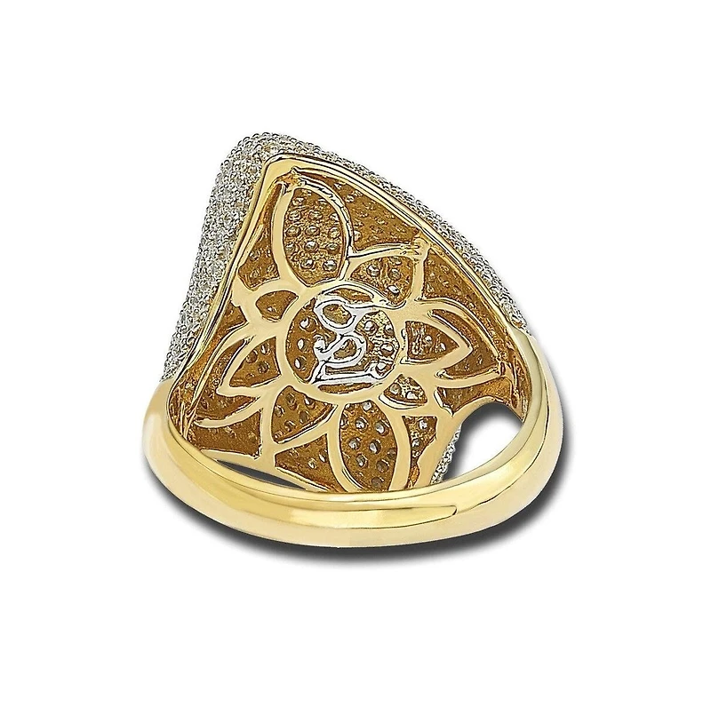 Suzy Levian Sterling Silver Cubic Zirconia Pave Diagonal Puff Ring