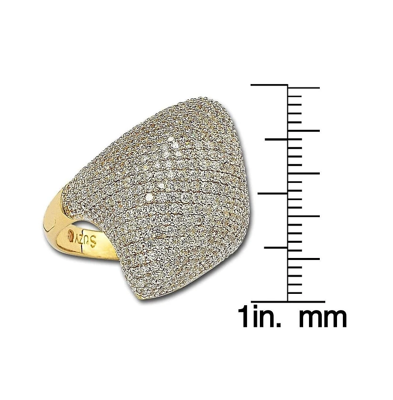 Suzy Levian Sterling Silver Cubic Zirconia Pave Diagonal Puff Ring