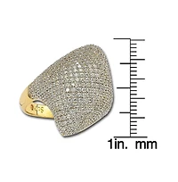 Suzy Levian Sterling Silver Cubic Zirconia Pave Diagonal Puff Ring