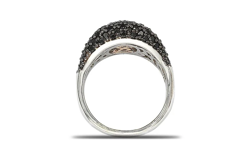 Suzy Levian Sterling Silver Cubic Zirconia Black and White Edge Ring