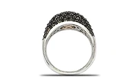 Suzy Levian Sterling Silver Cubic Zirconia Black and White Edge Ring