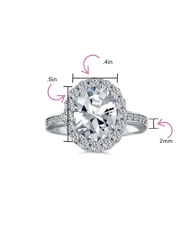 Bling Jewelry 4CTW Cubic Zirconia Oval Pave Cz Halo Promise Ring Gold Plated .925 Sterling Silver