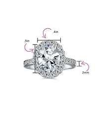 Bling Jewelry 4CTW Cubic Zirconia Oval Pave Cz Halo Promise Ring Gold Plated .925 Sterling Silver