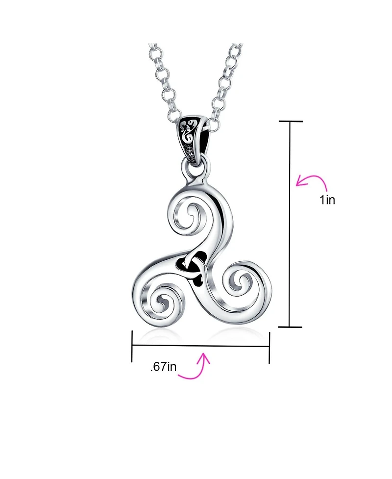 Bling Jewelry Spiritual Celtic Spiral Triquetra Trinity Knot Pendant Necklace For Women s Oxidized Sterling Silver