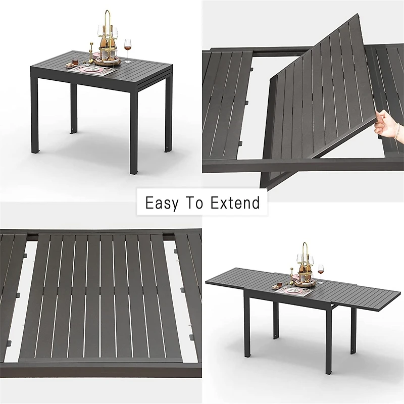Streamdale Expandable Metal Patio Table for 6-8 People