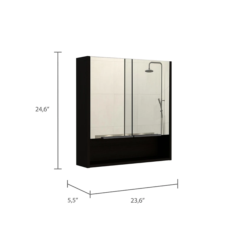 Streamdale Manchester Rectangle Medicine Cabinet With Mirror Wengue