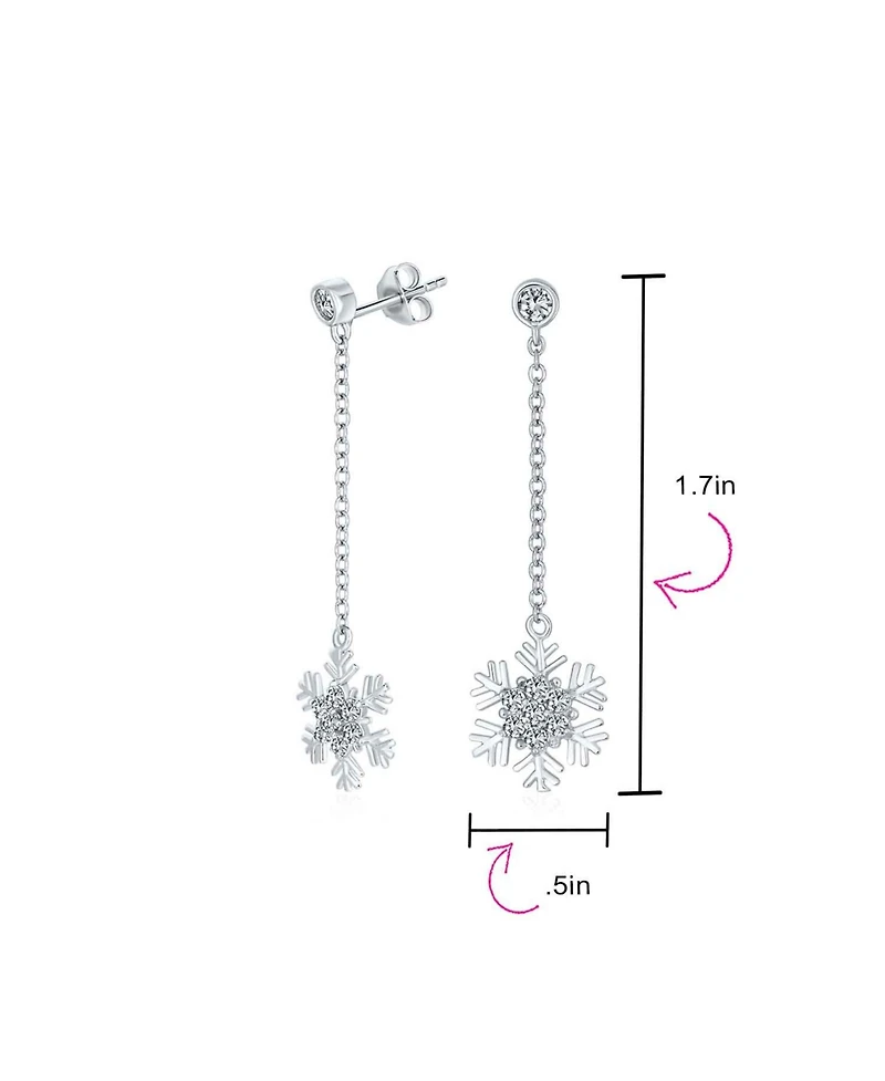 Bling Jewelry Cubic Zirconia Pave Clear or Blue Cz Christmas Holiday Party Snowflake Stud Earrings Sterling Silver
