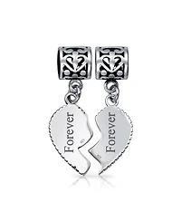 Bling Jewelry Bff Sis Little Sis Heart Charm Bead Sterling Silver for European Bracelet