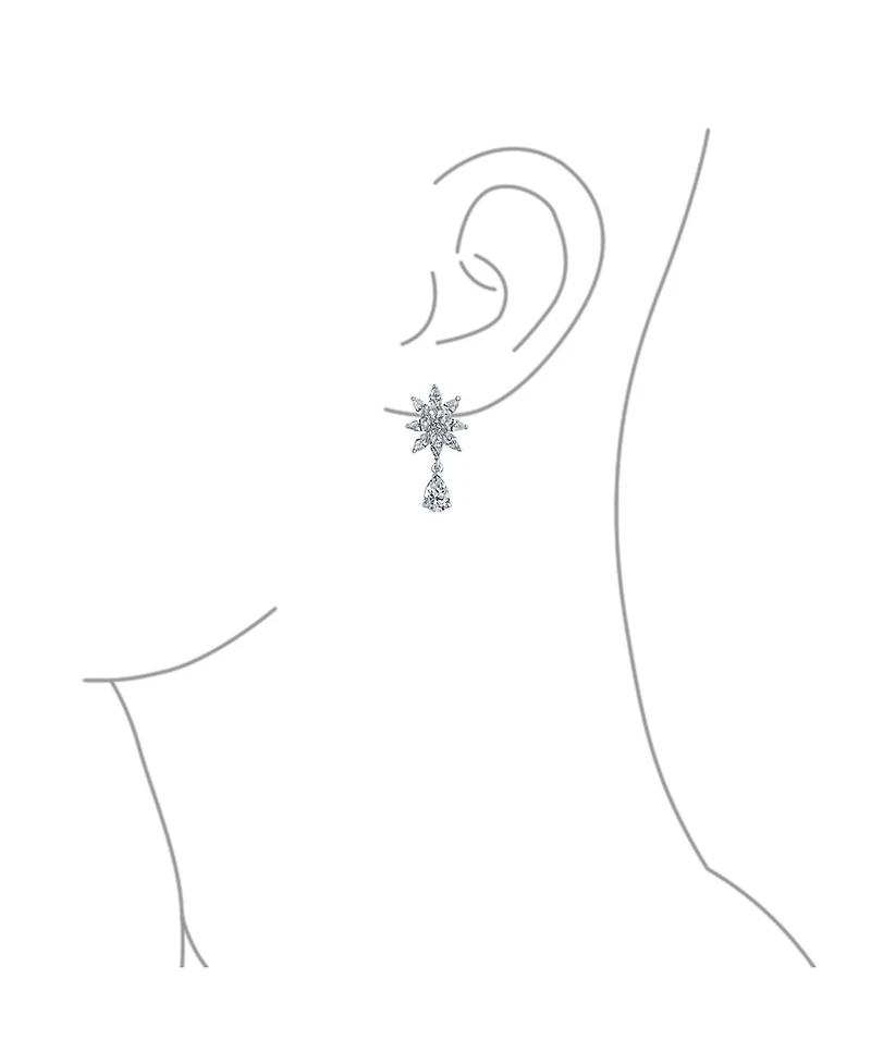 Bling Jewelry Jewelry Set Art Deco Marquise Leaf Cz Choker Necklace and Drop Chandelier Earrings