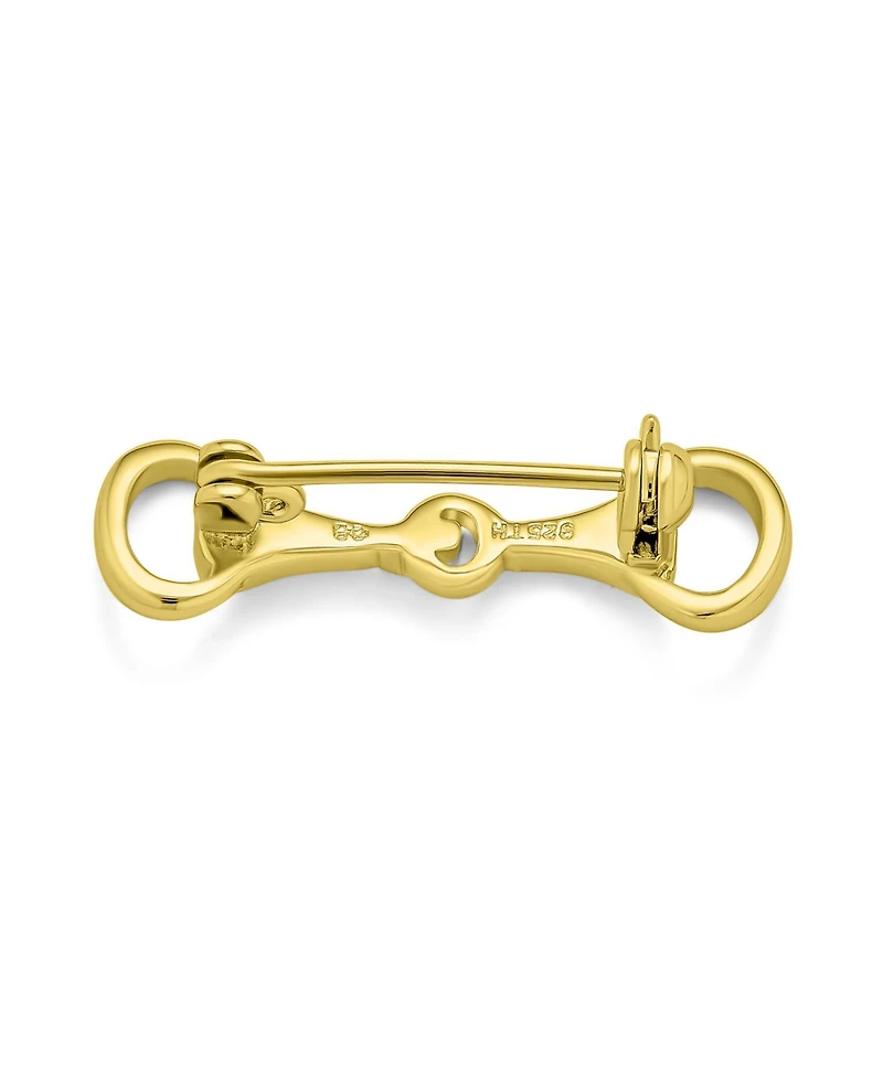 Bling Jewelry Equestrian Gift Double Bit Horse Snaffle Brooche Pin 14K Gold Plated Silver