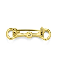 Bling Jewelry Equestrian Gift Double Bit Horse Snaffle Brooche Pin 14K Gold Plated Silver