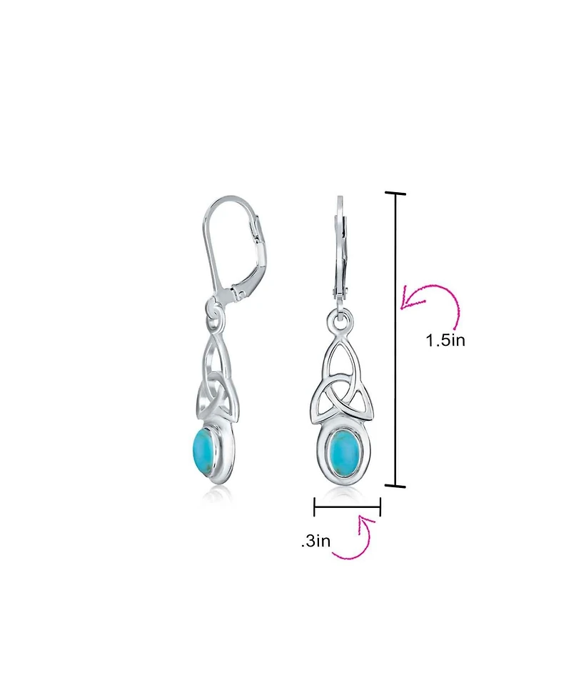Bling Jewelry Love Knot Oval Bezel Set Natural Amethyst Topaz Onyx Quartz Turquoise Dangle Earrings .925 Sterling Silver