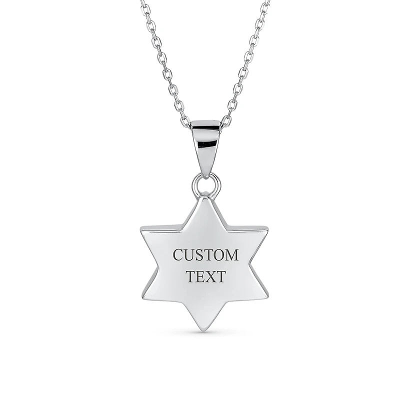 Bling Jewelry Hanukkah Magen Judaic Inlay Created White Opal Star Of David Pendant Necklace Bat Mitzvah .925 Sterling Silver