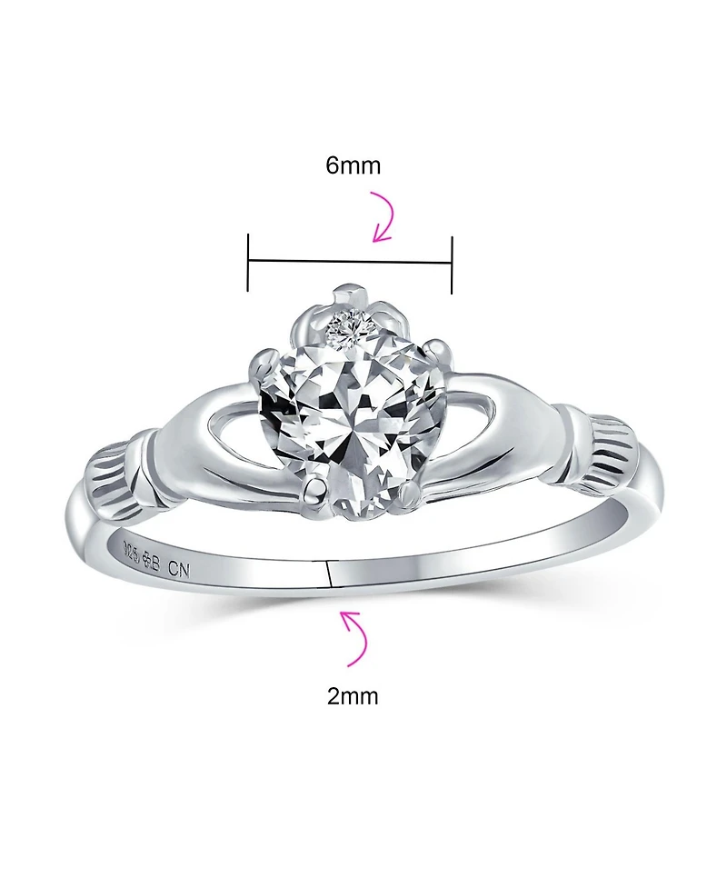 Bling Jewelry Bff Sorority Sister Solitaire Royal Blue Cz Celtic Irish Friendship Promise Crown Heart Claddagh Ring Sterling Silver