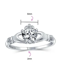 Bling Jewelry Bff Sorority Sister Solitaire Royal Blue Cz Celtic Irish Friendship Promise Crown Heart Claddagh Ring Sterling Silver