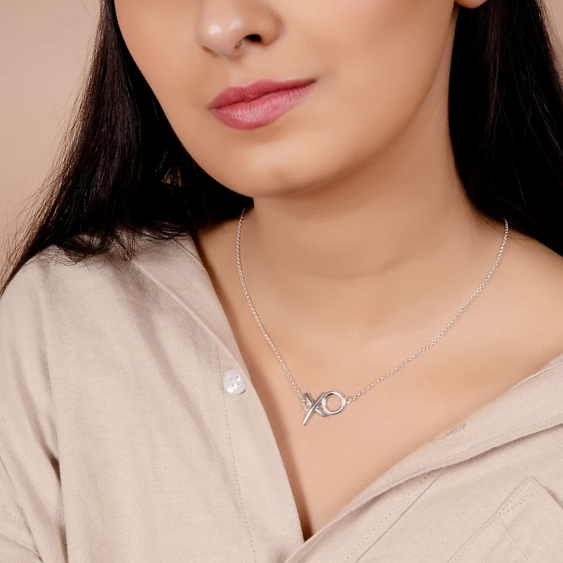 Bling Jewelry Minimalist Hugs And Kisses Xo Station Pendant Necklace Sterling Silver With Chain