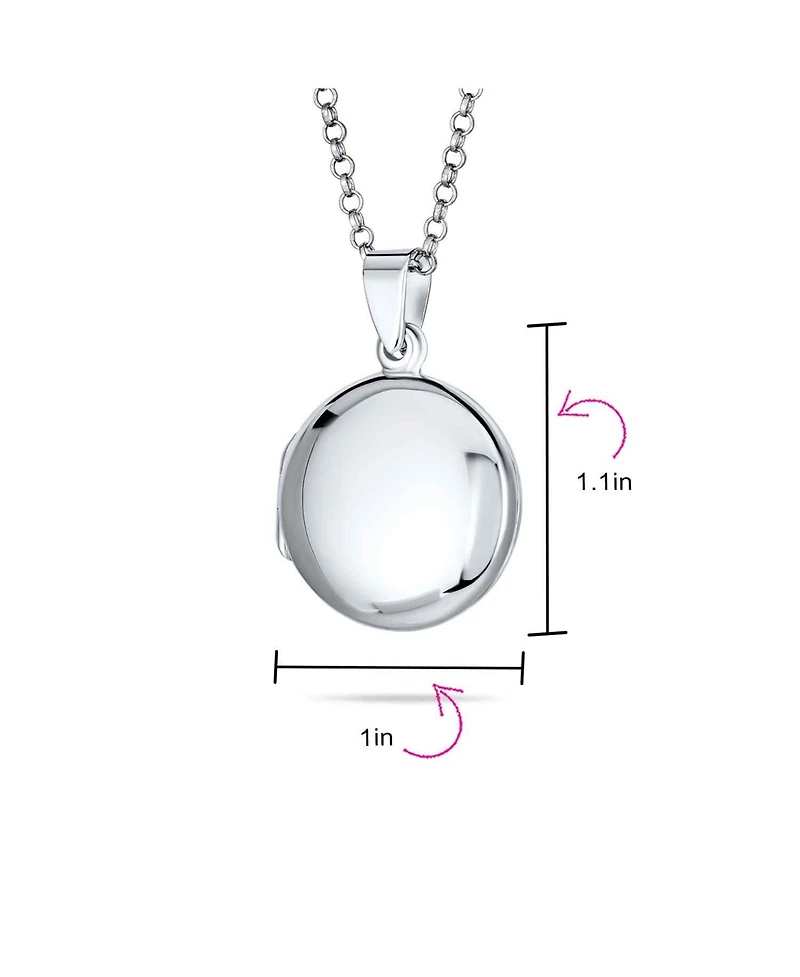 Bling Jewelry Large Simple Dome Round Circle Photo Lockets That Hold Pictures Silver Locket Necklace Pendant