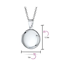 Bling Jewelry Large Simple Dome Round Circle Photo Lockets That Hold Pictures Silver Locket Necklace Pendant