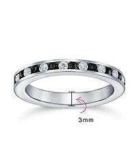 Bling Jewelry Cubic Zirconia Thin Stackable Cz Channel Set Eternity Band Ring .925 Sterling Silver 3MM