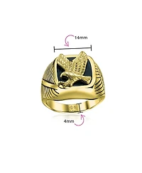 Bling Jewelry Large Statement Square Black Patriotic Usa American Bald Eagle Signet Ring Stainless Steel