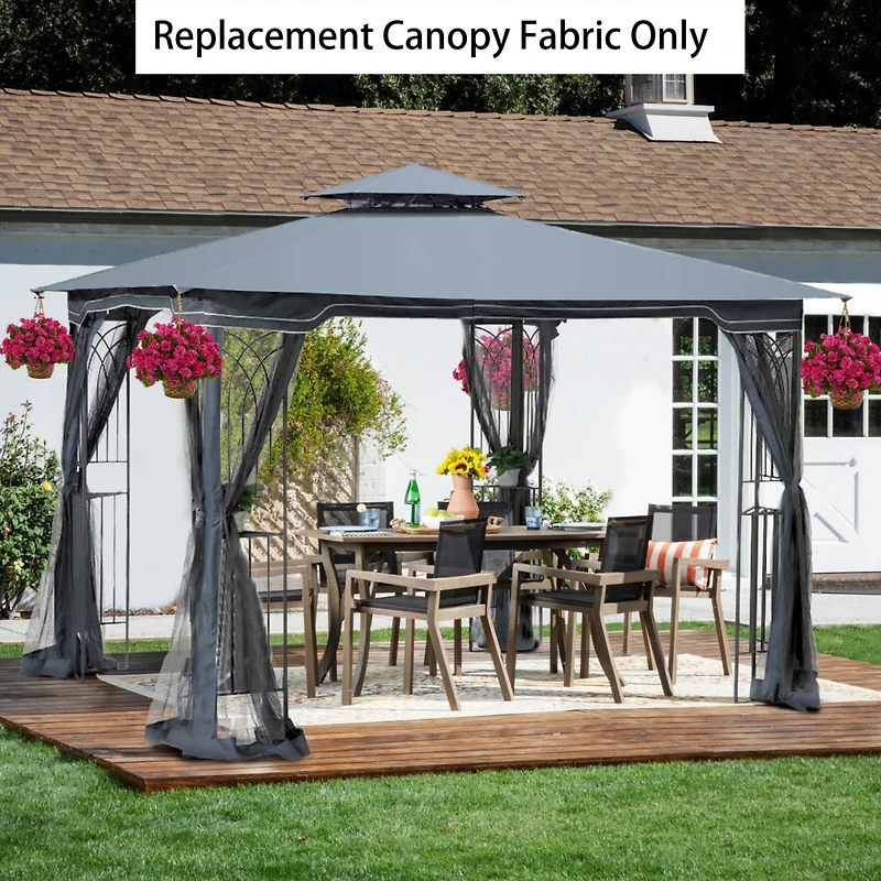 Streamdale 10x10 Ft Patio Double Roof Gazebo Replacement Canopy Top Fabric