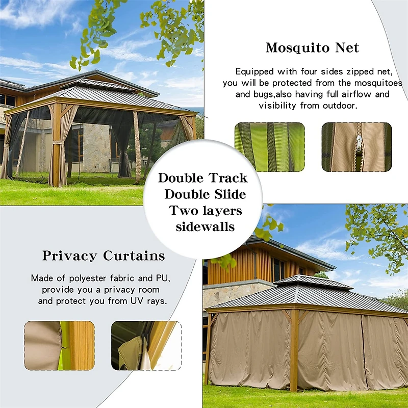 Streamdale Outdoor Hardtop Gazebo with Curtains & Netting