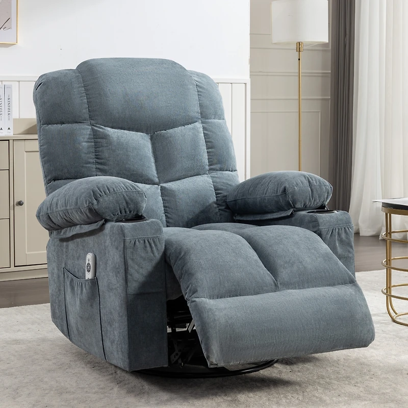 Streamdale Oversized Rocker Recliner with Massage, Heat, and Usb