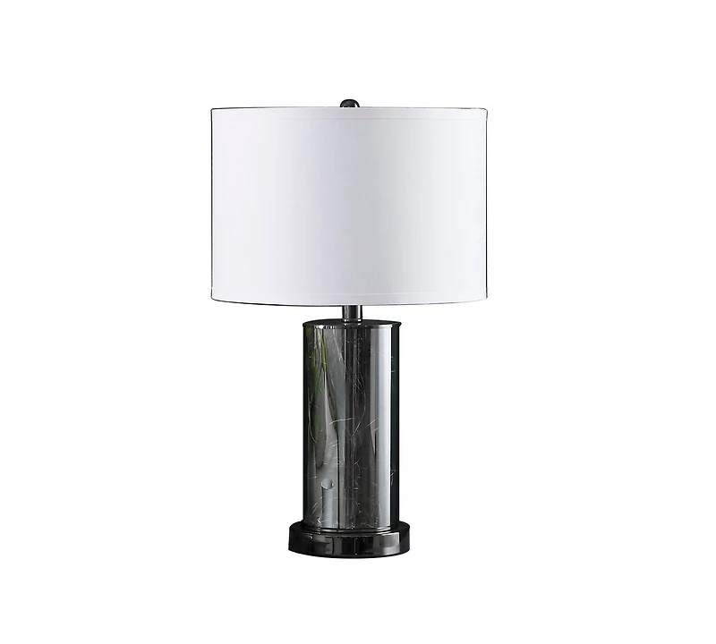 Streamdale Furniture 21.25" In Cynx Led Night Light Mid-Century Glass Black Chrome Table Lamp