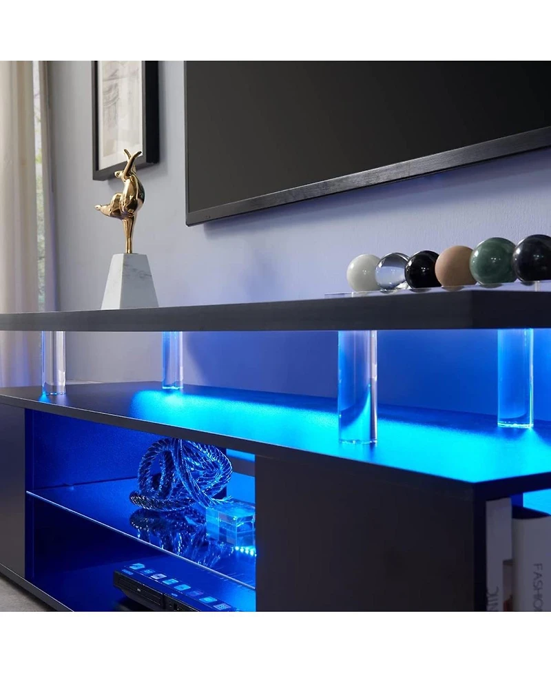 Streamdale Furniture 70" Tv Stand with Sliding Drawer & Side Cabinet (Black)