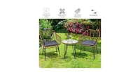 Slickblue 3 Pieces Patio Rattan Bistro Set with Cushion