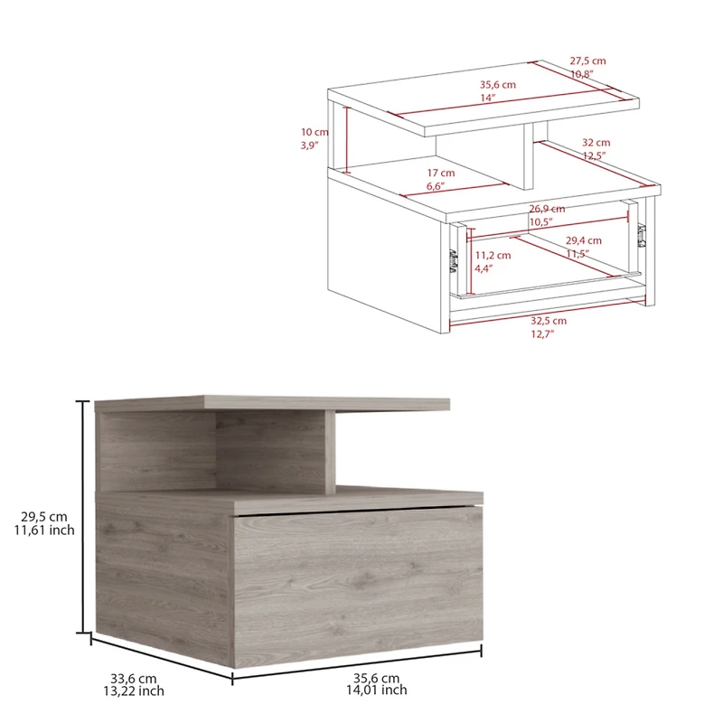 Streamdale Furniture Floating Nightstand Flopini, One Drawer