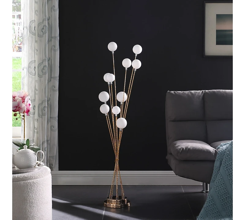 Streamdale 11-Light Chrysanthe Yellow Gold Led Floor Lamp