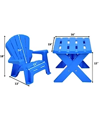 Costway Plastic Children Kids Table & Chair Set 3-Piece Play Furniture In/Outdoor