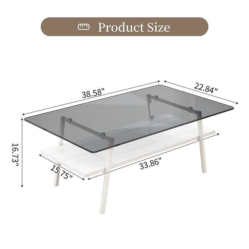 Streamdale Modern Gray Glass Coffee Table