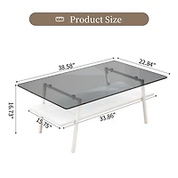 Streamdale Modern Gray Glass Coffee Table