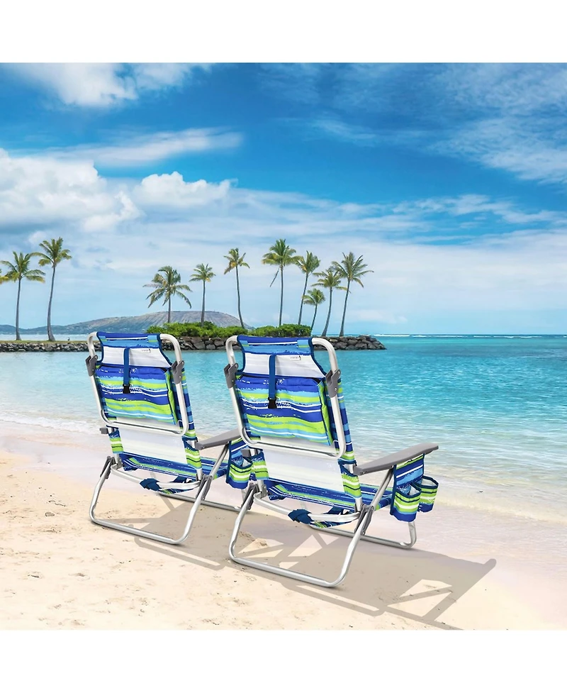 4-Pack Folding Backpack Beach Chair 5-Position Outdoor Reclining Chairs