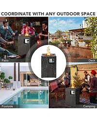 Costway 16'' Square Outdoor Propane Fire Pit w/Lava Rocks Waterproof Cover 30,000 Btu