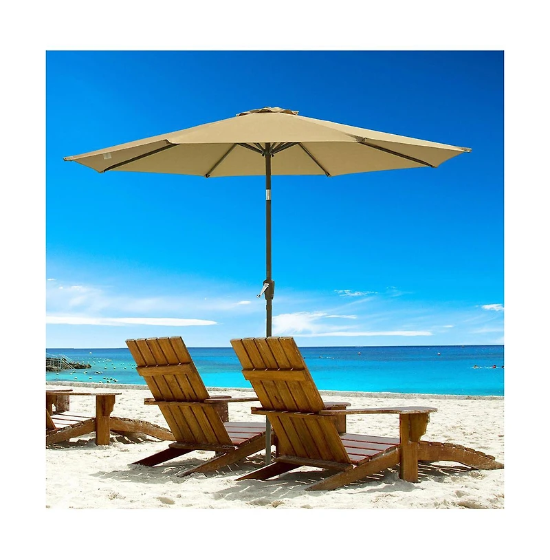 9ft UV50+ Fade Resistant New Olefin Outdoor Patio Umbrella 8 Rib Crank Tilt Beach Market Table Water Repellent