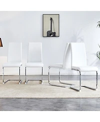 Pu Leather Dining Chairs, Set of 4, White